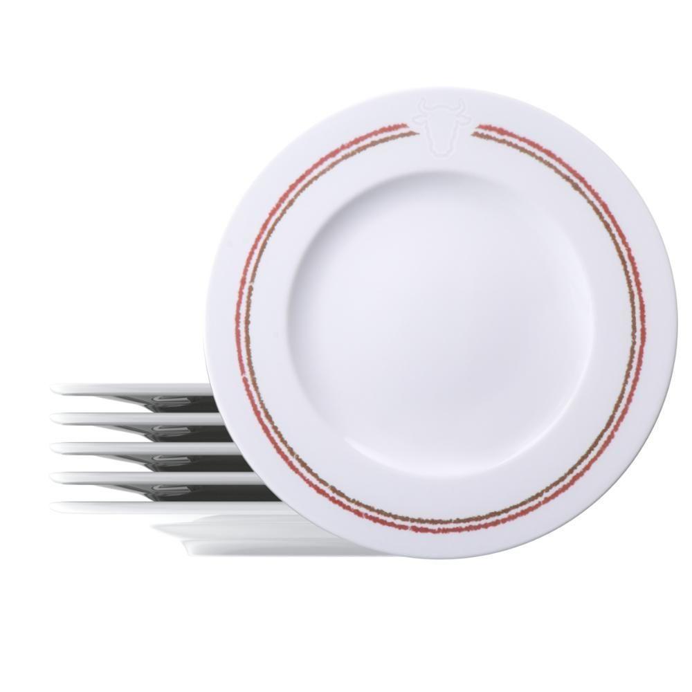 Kit Prato Raso Tramontina Churrasco Classic Em Porcelana 28 Cm 06 Peças - 1