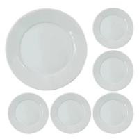 Conjunto De 6 Pratos Raso Mesa Jantar Porcelana Resistente 24,5 Cm Bar Hotel Germer Quantidade:2 - 2