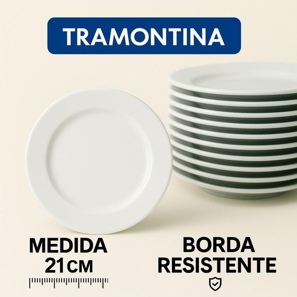 Kit 16 Pratos Sobremesa Tramontina Paola Porcelana 21 Cm - 2