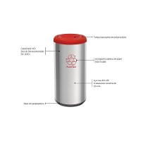 Lixeira Inox Tramontina Cápsula Selecta Plus Basculante Com Acabamento Scotch Brite E Tampa Basculante Vermelha Em Polip - 7