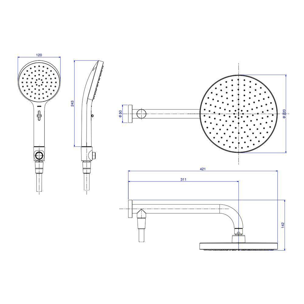 Chuveiro Deca Flex Max 2085.bl.des.mt De Parede Com Desviador Black Matte - 5