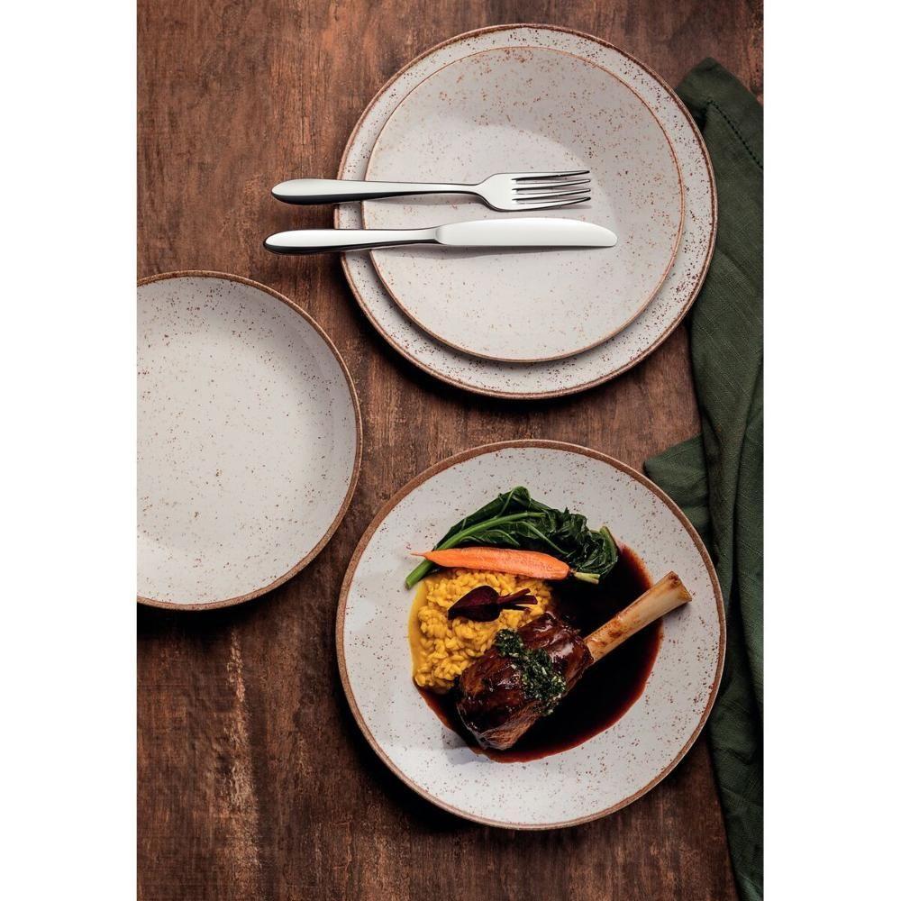 Jogo 2 Pratos Raso Tramontina Rústico Marrom Porcelana 25cm - 4