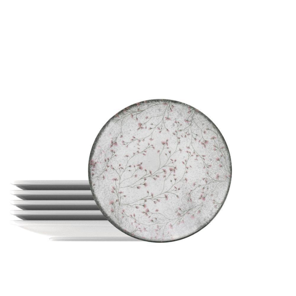 Kit Prato Sobremesa Floralis Porcelana 19cm 6 Peças - 2