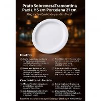 Conjunto 4 Pratos Sobremesa Tramontina Paola Porcelana 21 Cm - 5