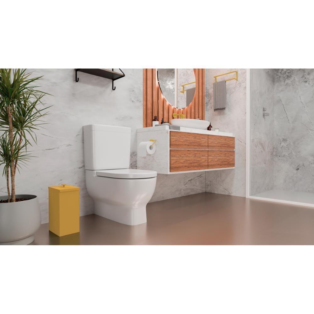 Lixeira Tramontina Luz Slim Em Aço Inox Com Acabamento Scotch Brite E Revestimento Gold Matte 5,5 L - 5