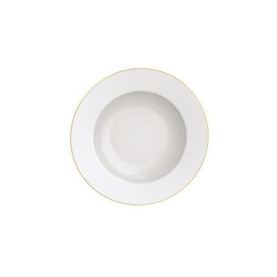 Prato Fundo Filetado Tramontina Elisa Em Porcelana Com Borda Dourada 23 Cm
