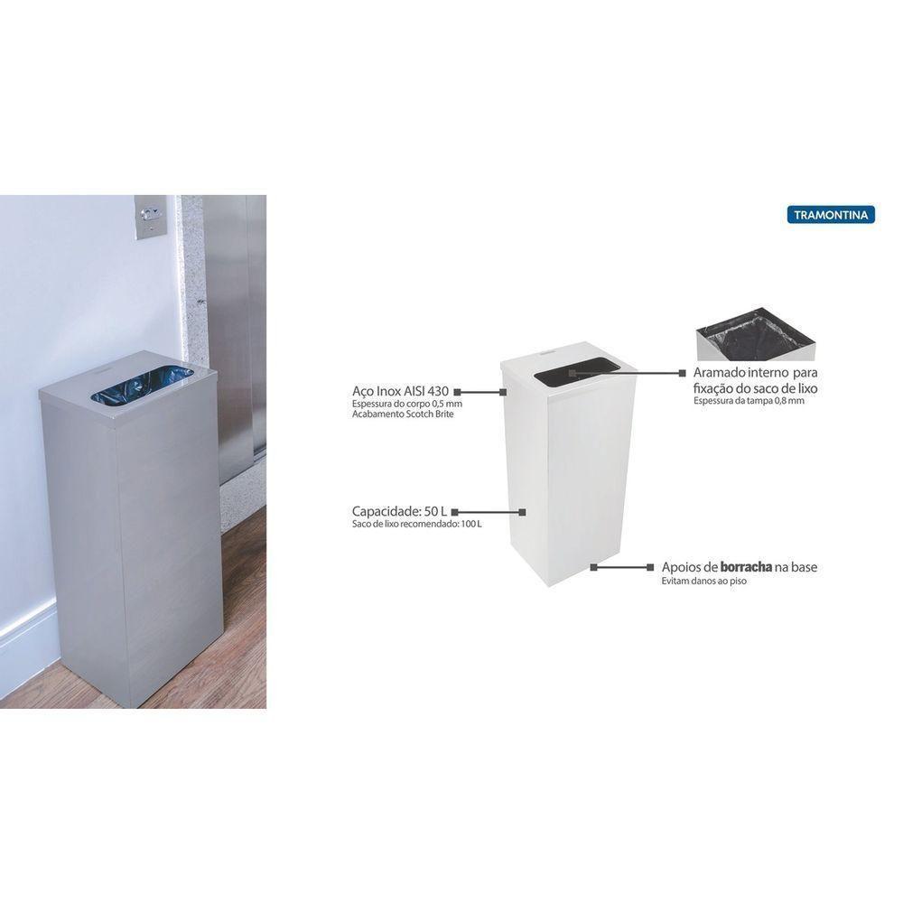 Lixeira Inox Tramontina Square Com Acabamento Polido 50 L - 4