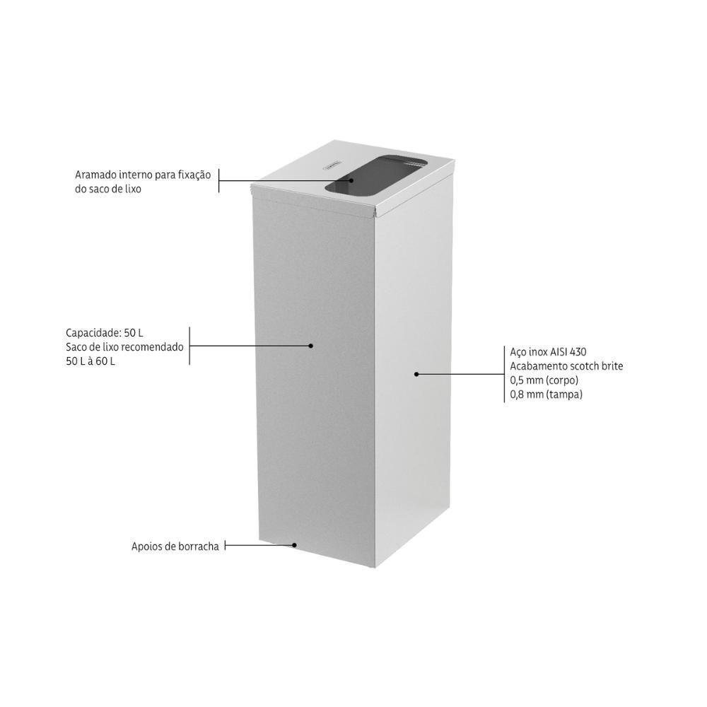 Lixeira Inox Tramontina Square Com Acabamento Polido 50 L - 5