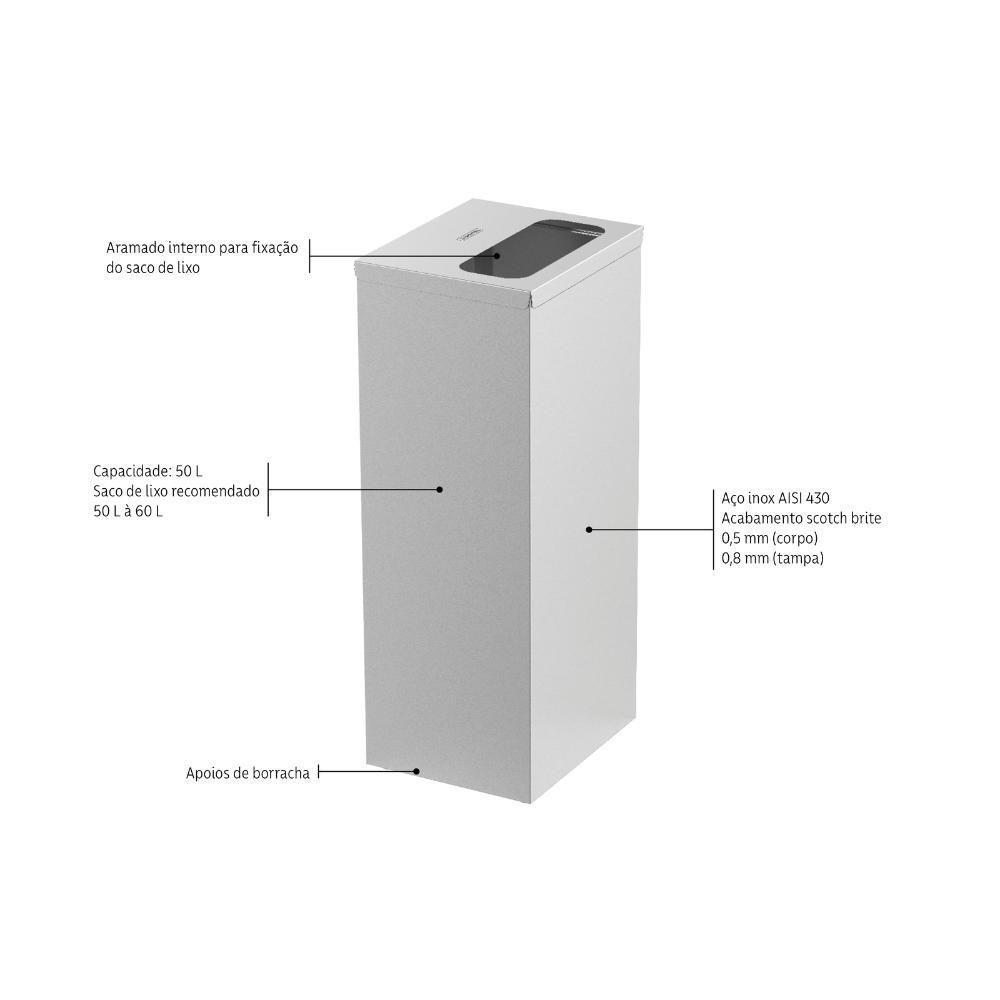 Lixeira Inox Tramontina Square Com Acabamento Polido 50 L - 10