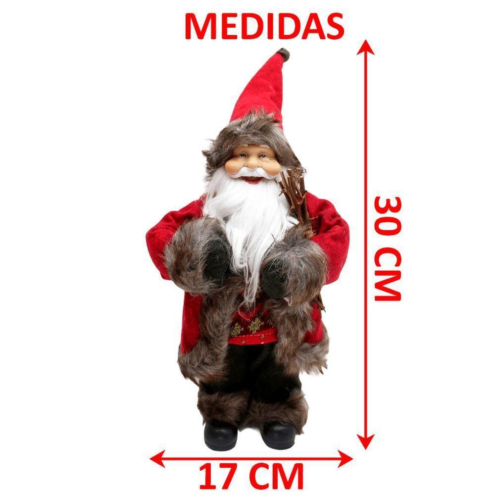 Decoração Boneco Papai Noel Casaco Tradicional Natalino 30cm - 3