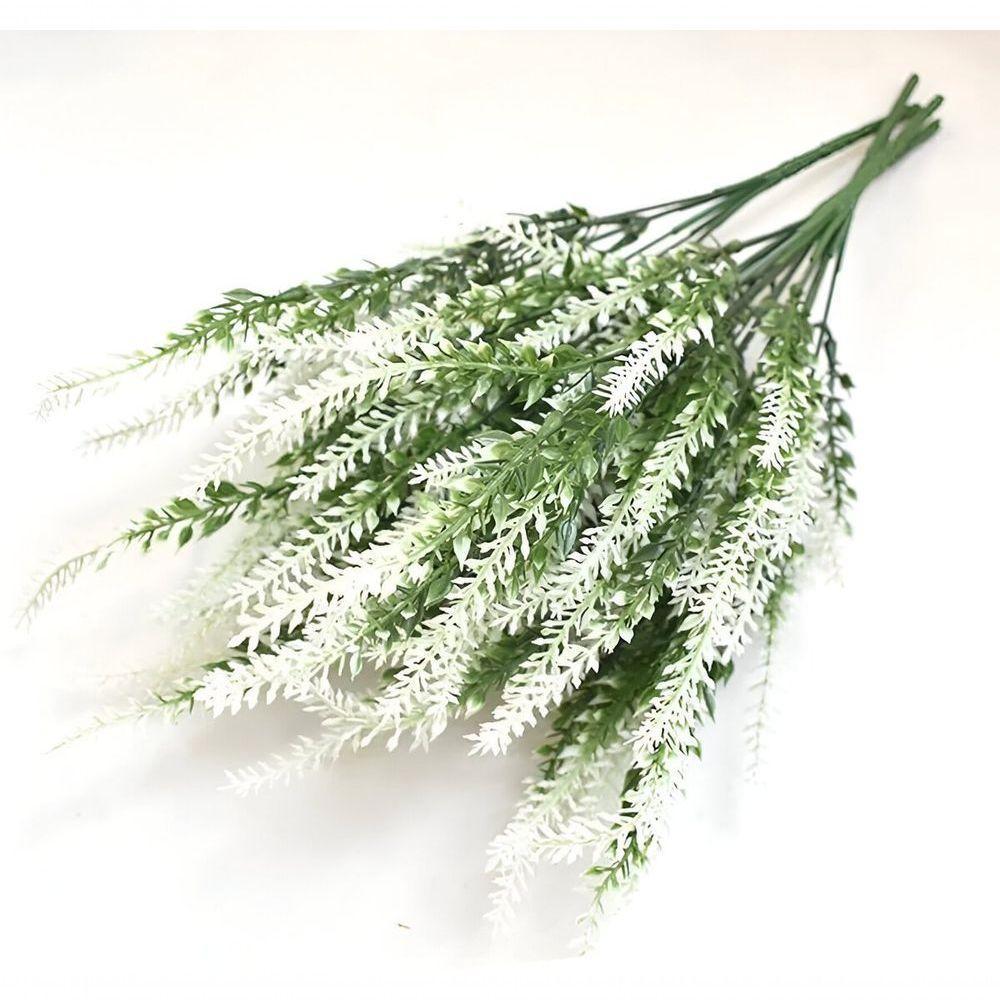 8 Ramos Planta Lavanda Branca Artificial Com 35 Folhas 40cm - 4