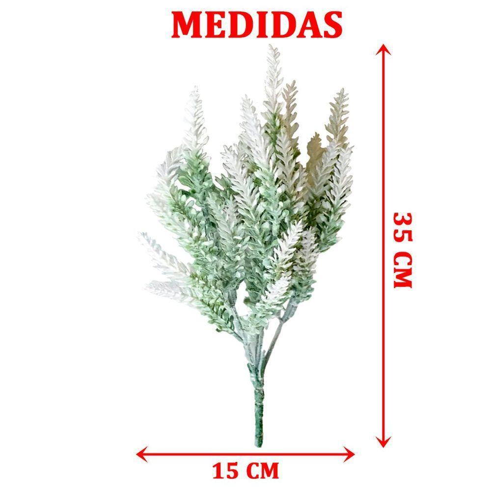 6 Ramos Planta Lavanda Branca Artificial Com 35 Folhas 40cm - 2