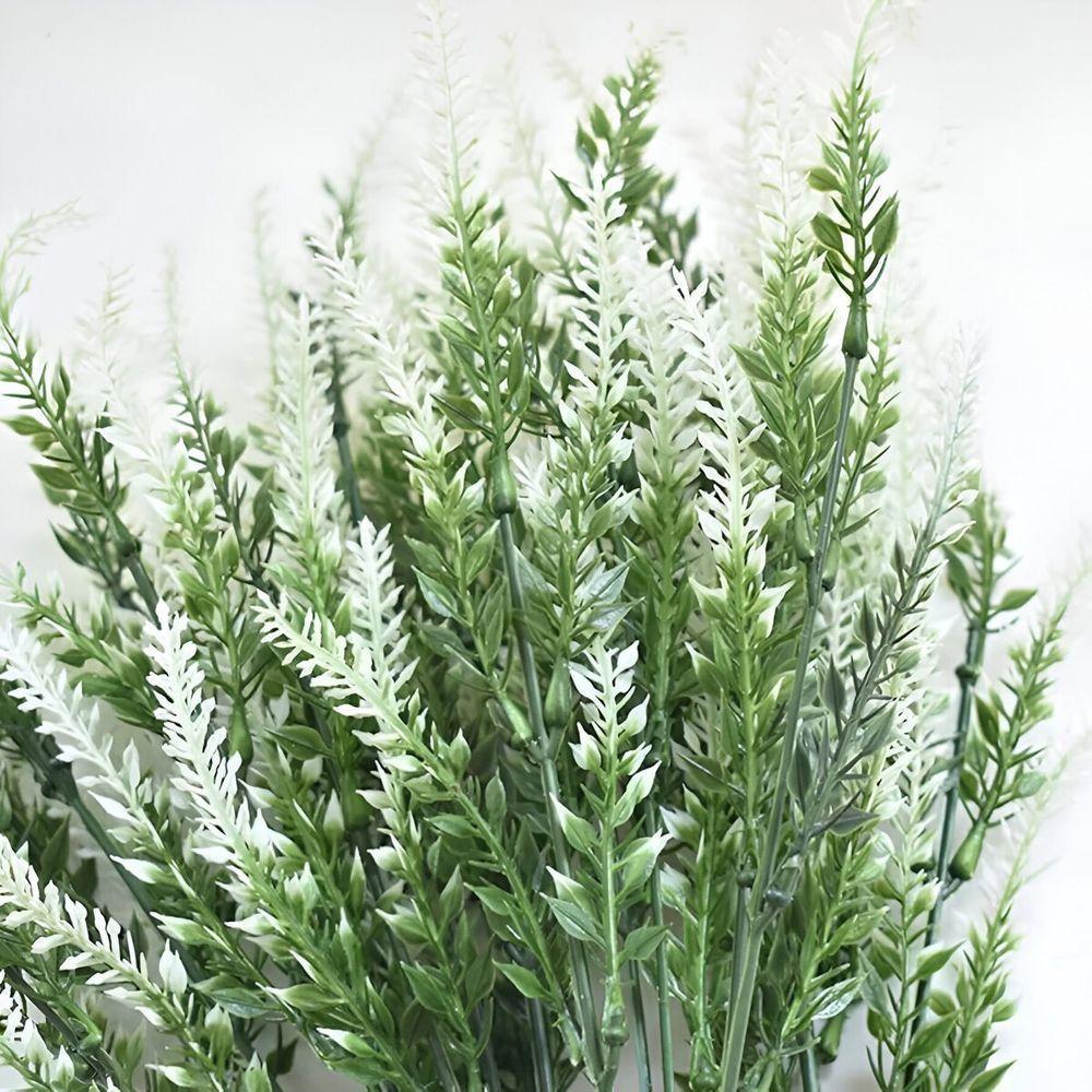6 Ramos Planta Lavanda Branca Artificial Com 35 Folhas 40cm - 3