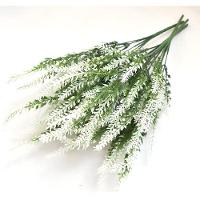 6 Ramos Planta Lavanda Branca Artificial Com 35 Folhas 40cm