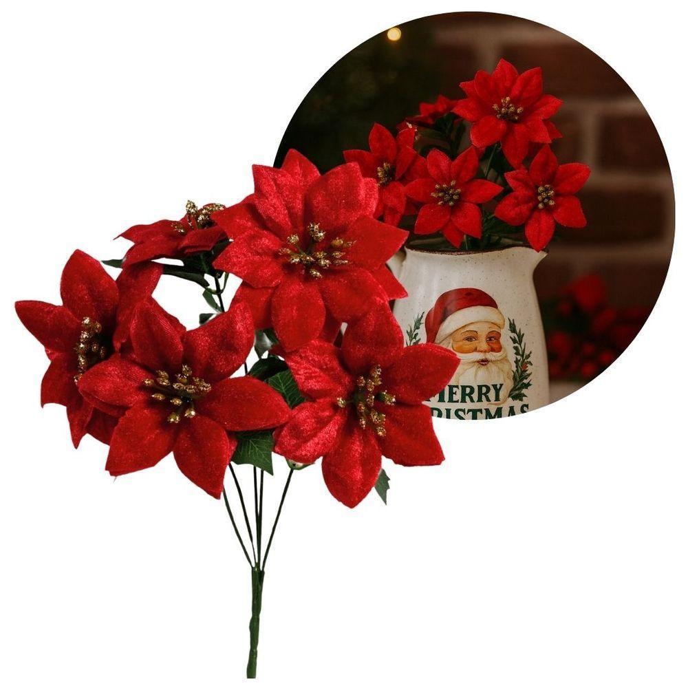 Buquê Mini Bico De Papagaio Natal Veludo Vermelho 5 Flores - Magizi - 5