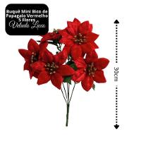 Buquê Mini Bico De Papagaio Natal Veludo Vermelho 5 Flores - Magizi - 3