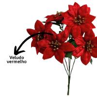 Buquê Mini Bico De Papagaio Natal Veludo Vermelho 5 Flores - Magizi - 6