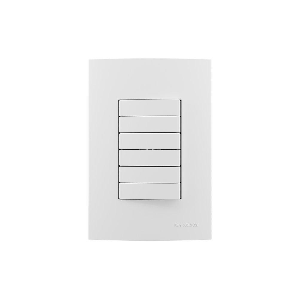 Interruptor Duplo Simples Triplo Margirius Sleek 10a Com Placa 4x2 Branco - 1