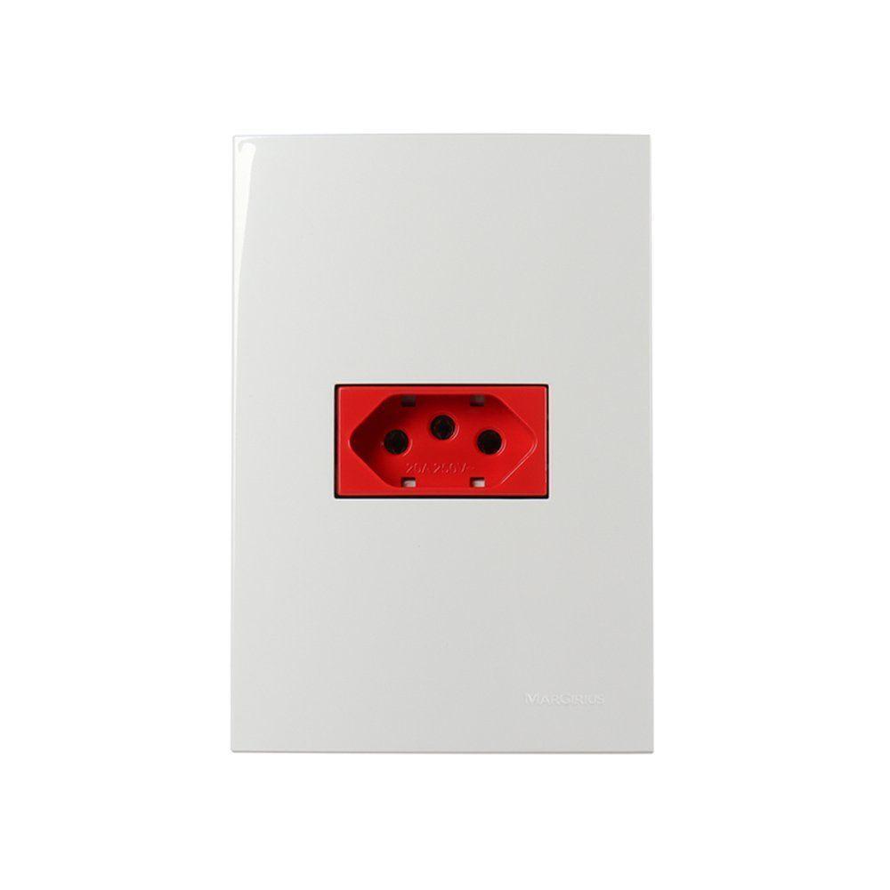 Tomada Margirius Sleek 2p+t 20a Vermelha Com Placa 4x2 Branca - 1