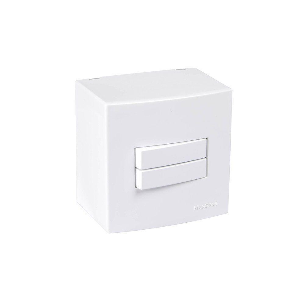 Caixa De Sobrepor 75x75 Com Interruptor Duplo Simples Margirius Sleek 10a Branca - 1