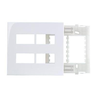 Placa Com Suporte Margirius Sleek 4x4 Para 4 Módulos Horizontais Distanciados Branca