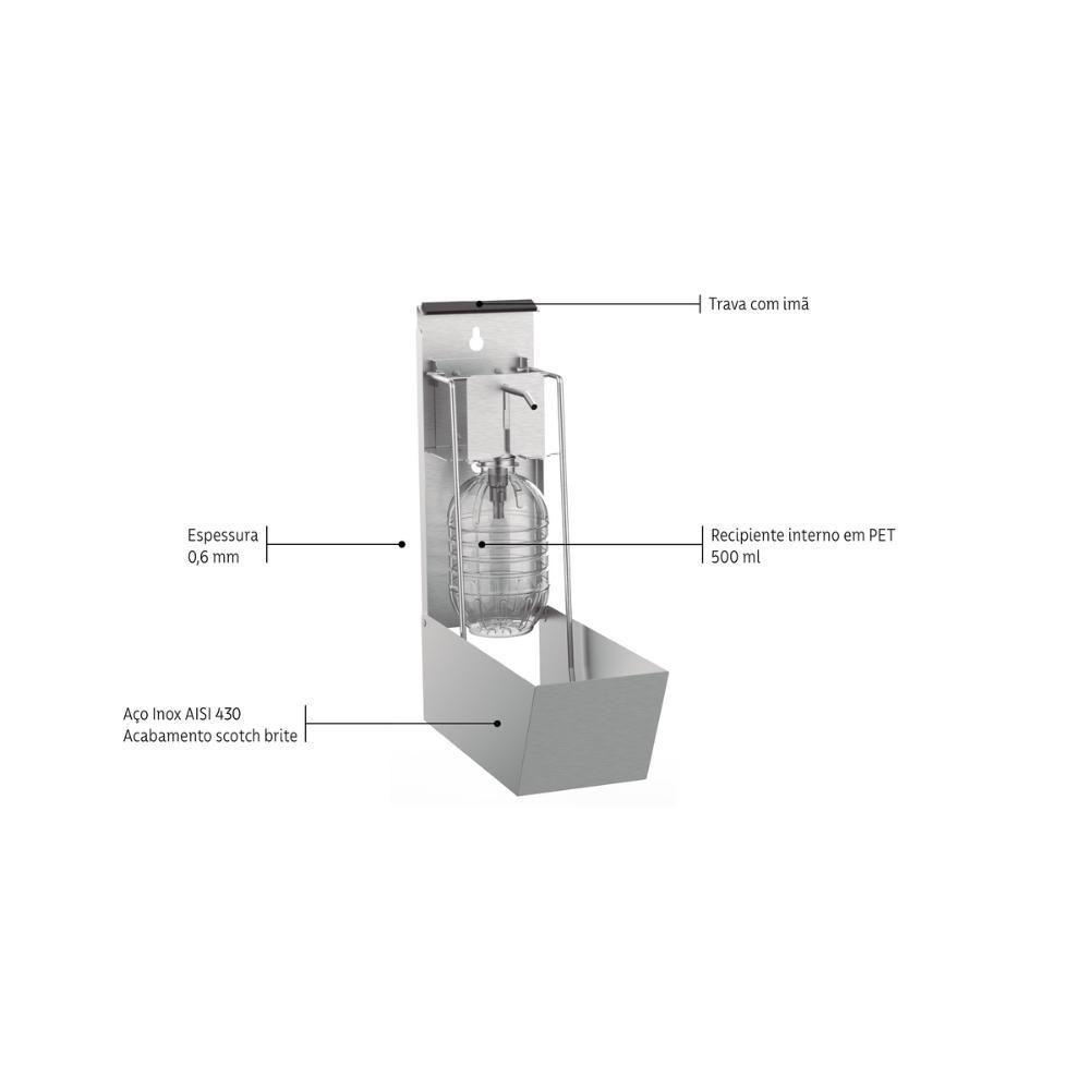 Dispenser Para Sabão E álcool Gel Tramontina Inox 500 Ml - 6