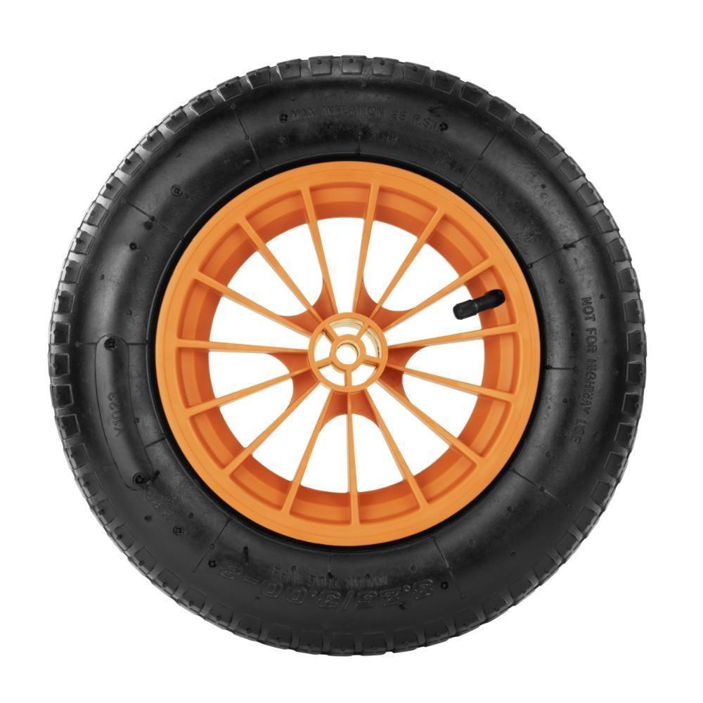 Pneu Com Câmara Tramontina 3.25-8 Polegada Com Roda Plástica 8 Para Carrinho De Mão - 1