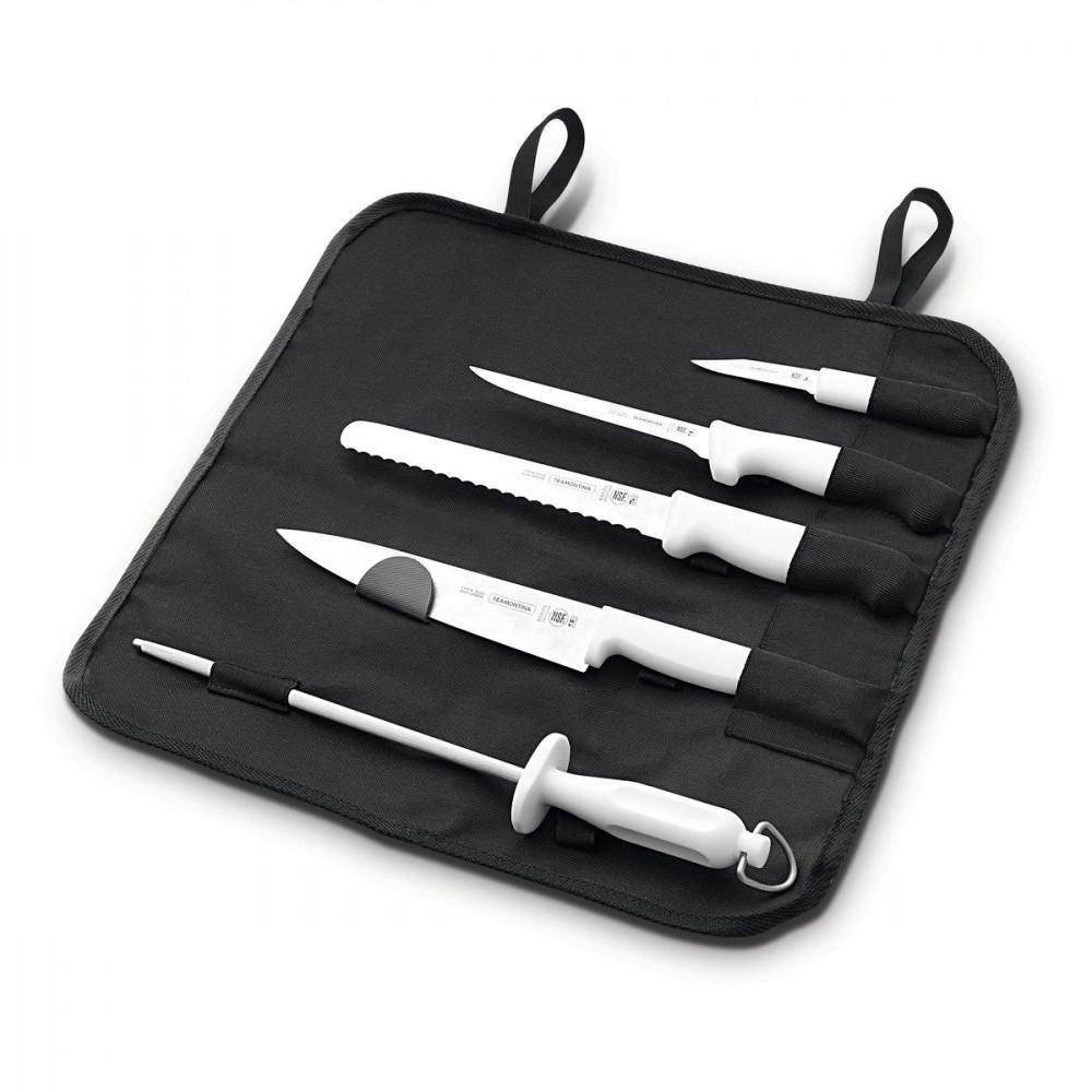 Kit Para Chefs Com Facas Tramontina Profissional Com Laminas Em Aço Inox E Cabos De Polipropileno Branco 6 Peças - 2