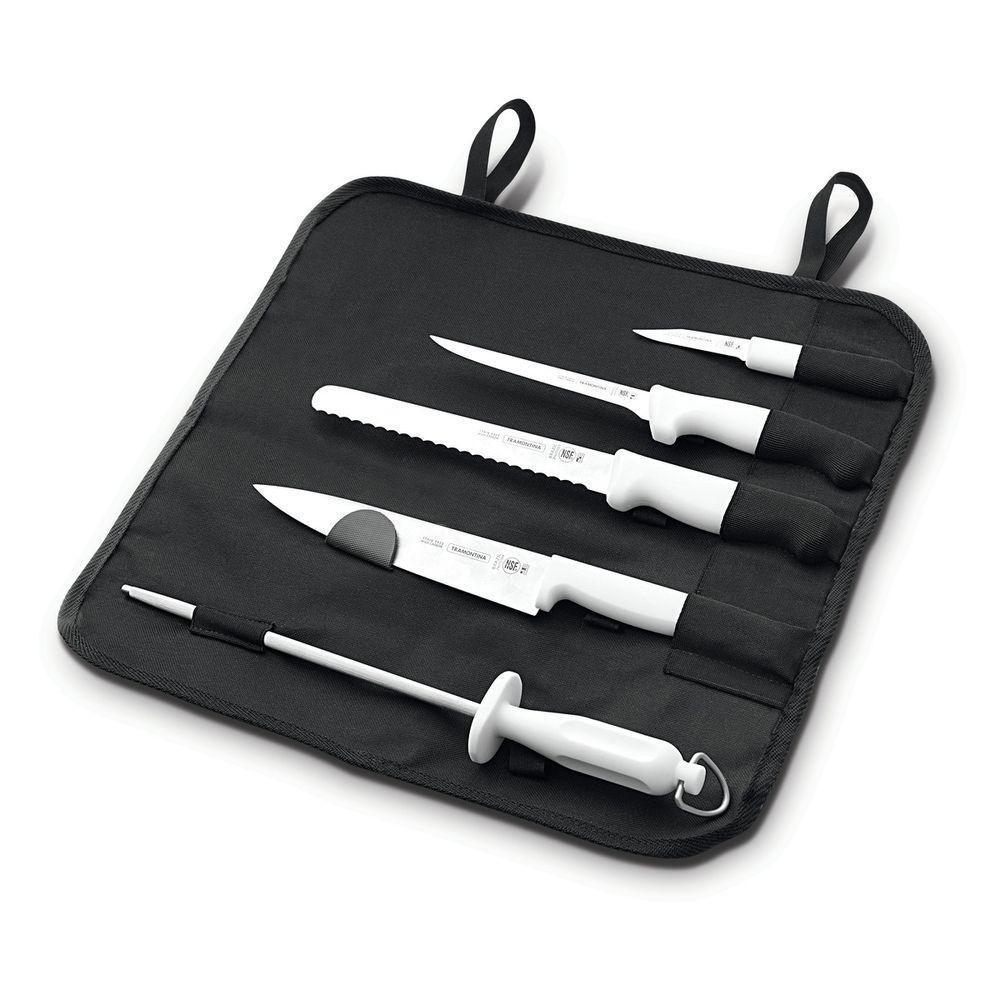 Kit Para Chefs Com Facas Tramontina Profissional Com Laminas Em Aço Inox E Cabos De Polipropileno Branco 6 Peças - 3