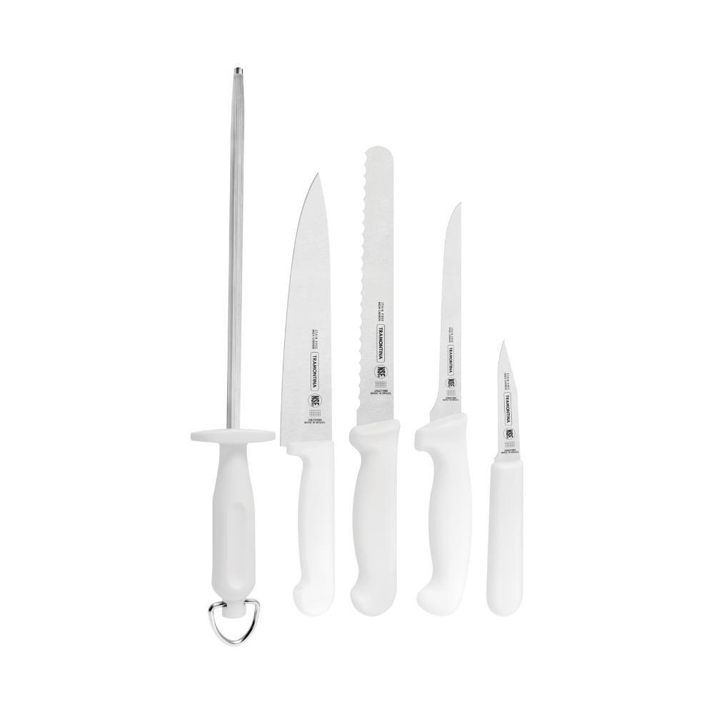 Kit Para Chefs Com Facas Tramontina Profissional Com Laminas Em Aço Inox E Cabos De Polipropileno Branco 6 Peças - 7