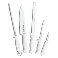 Kit Para Chefs Com Facas Tramontina Profissional Com Laminas Em Aço Inox E Cabos De Polipropileno Branco 6 Peças - 1