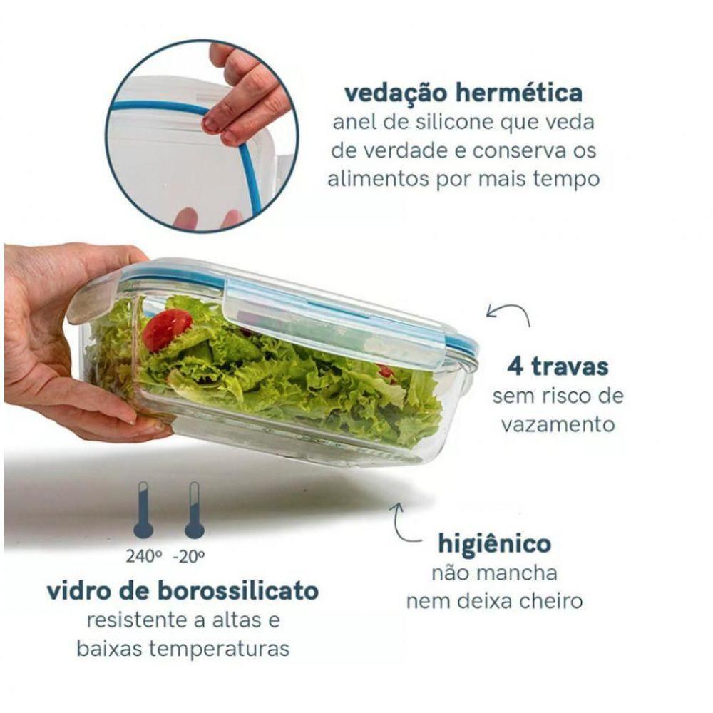 Pote De Vidro Retangular Hermetico Marmita 350 Ml - Mimo - 2