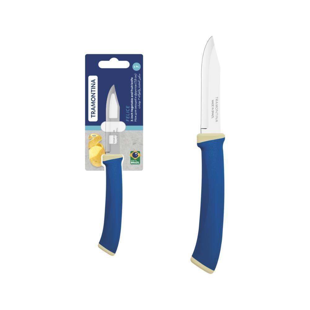 Faca Para Legumes E Frutas Tramontina Felice Com Lâmina Em Aço Inox E Cabo De Polipropileno Azul 3 Polegada - 5