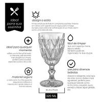 Taça Para Agua Vidro Diamond Vitral Clear - Original - 6