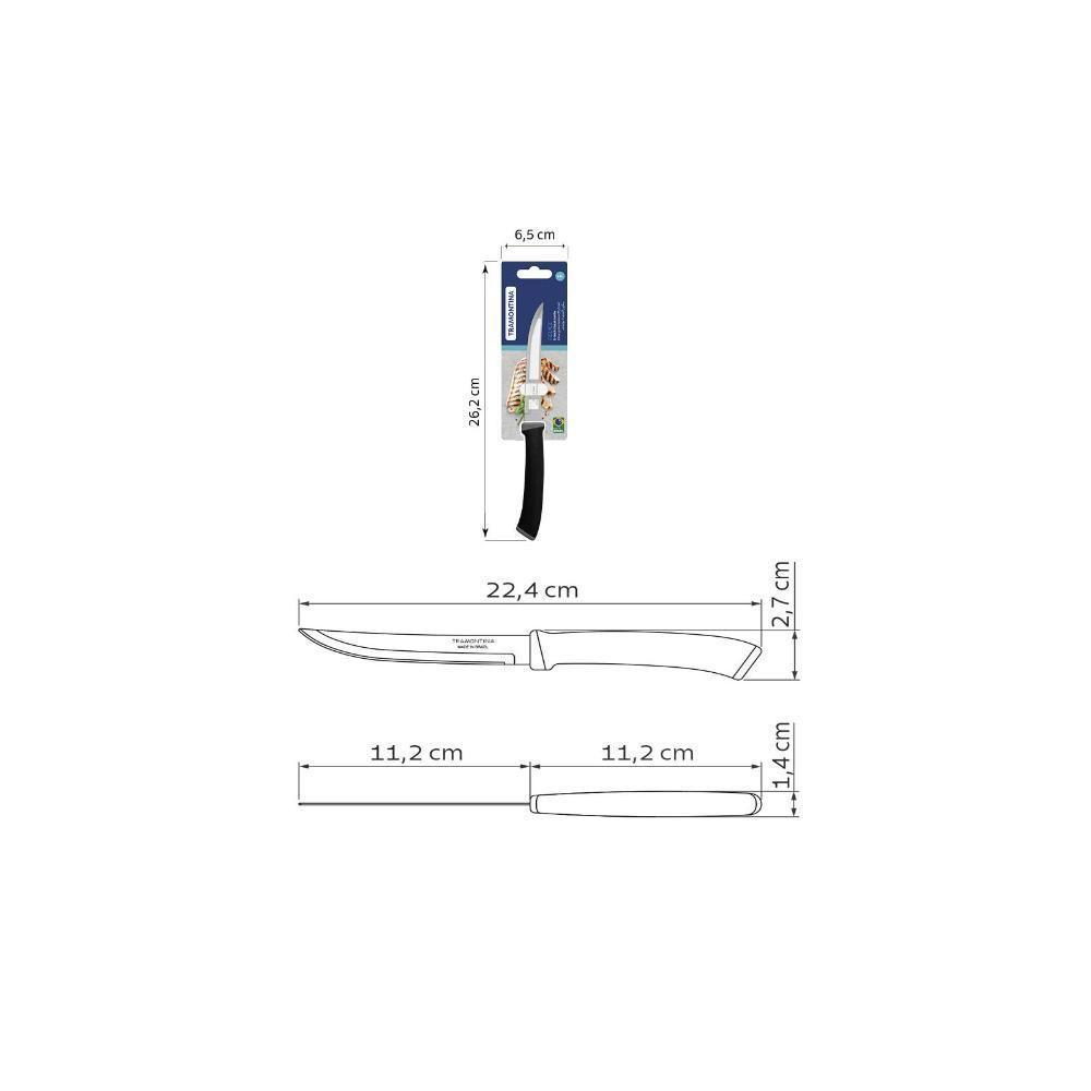 Faca Para Churrasco Tramontina Felice Com Lâmina Em Aço Inox Com Fio Liso E Cabo De Polipropileno Preto 5 Polegada - 5