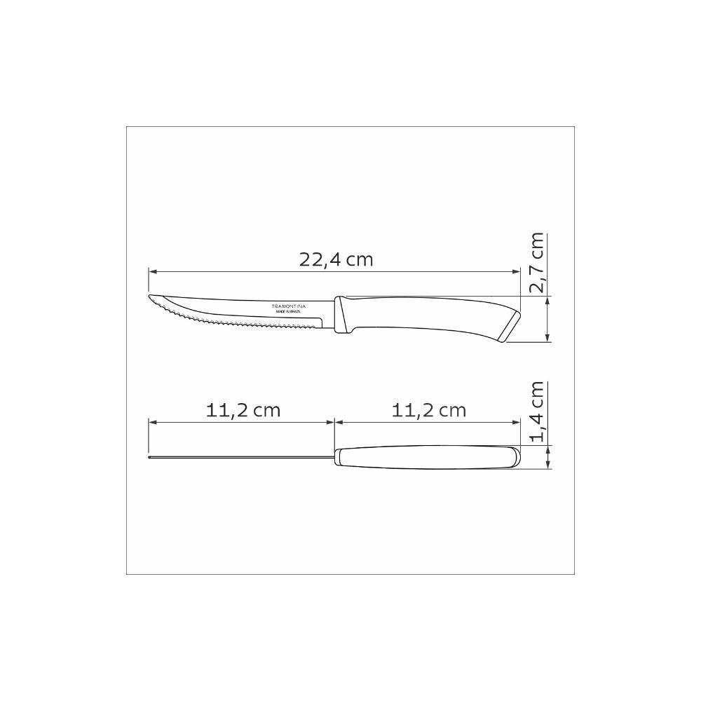 Faca Para Churrasco Tramontina Felice Com Lâmina Em Aço Inox Com Fio Liso E Cabo De Polipropileno Preto 5 Polegada - 9