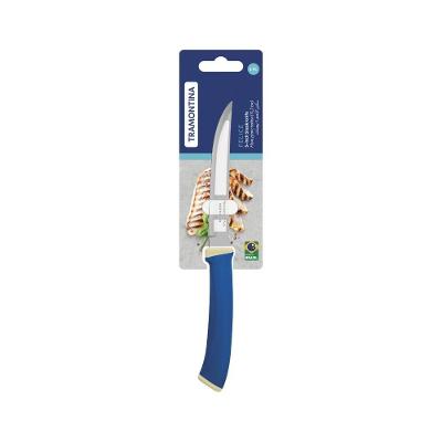 Faca Para Churrasco Tramontina Felice Com Lâmina Em Aço Inox Com Fio Liso E Cabo De Polipropileno Azul 5 Polegada