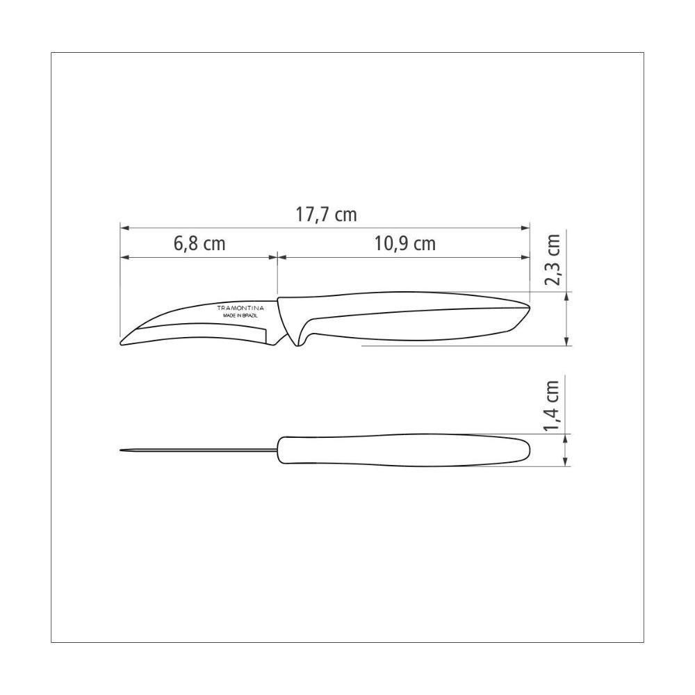 Faca Para Tornear Tramontina Plenus Com Lamina Em Aço Inox E Cabo De Polipropileno Preto 3 Conjunto:4 - 8