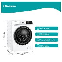 Lava e Seca 13kg Hisense Branca com 13 Programas de Lavagem Steam Wi-fi WD3S13 Branco 220V - 5