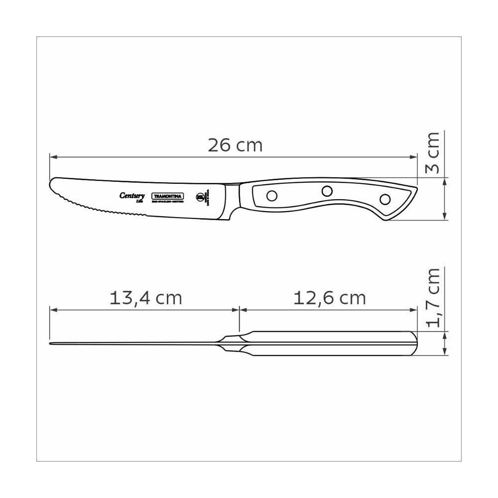 Faca Para Churrasco Jumbo Tramontina Century Com Lâmina Em Aço Inox E Cabo De Policarbonato Com Fibra De Vidro Preto 5 P - 5