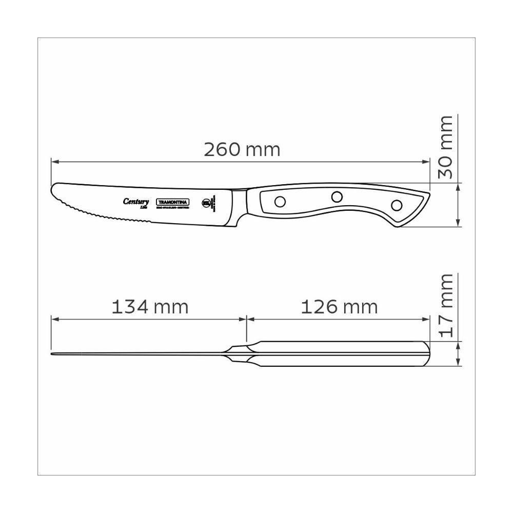 Faca Para Churrasco Jumbo Tramontina Century Com Lâmina Em Aço Inox E Cabo De Policarbonato Com Fibra De Vidro Preto 5 P - 6