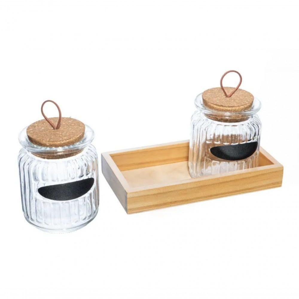 Conjunto 2 Porta Mantimentos Com Tampa E Suporte 260 Ml Lyor - 3