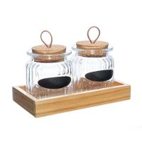 Conjunto 2 Porta Mantimentos Com Tampa E Suporte 260 Ml Lyor - 1