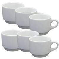 Kit 8 Xicaras Cha Branca S-pires Empilhavel 200ml Porcelart - 2