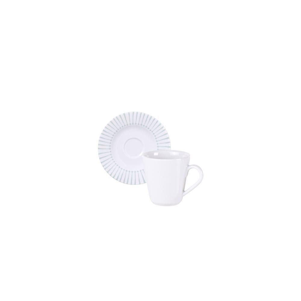 Conjunto Xícara E Pires De Café Tramontina Monocroma Em Porcelana Decorada 70 Ml 2 Peças - 1