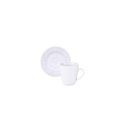Conjunto Xícara E Pires De Café Tramontina Monocroma Em Porcelana Decorada 70 Ml 2 Peças