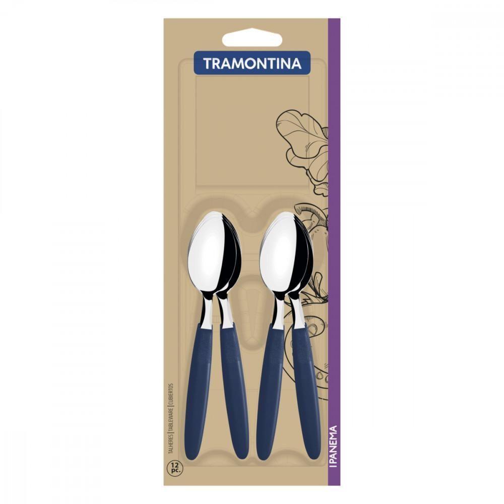 Conjunto De Colheres Para Chá Tramontina Ipanema Com Lâminas Em Aço Inox E Cabos De Polipropileno Azul 12 Peças - 2