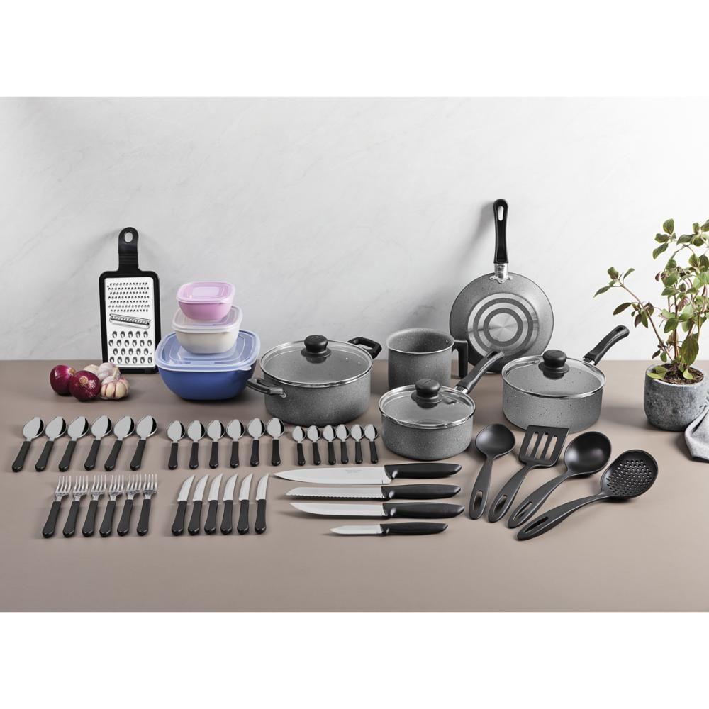 Kit Cozinha 47pçs Panelas Talheres Facas Utensílios - 4