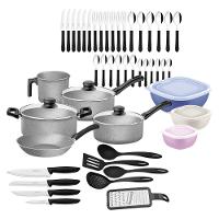 Kit Cozinha 47pçs Panelas Talheres Facas Utensílios - 2