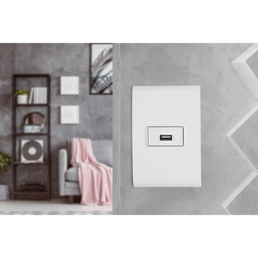 Kit 5 Módulos Tomada Usb 1,5 A Bivolt Tramontina Aria Branco - 3